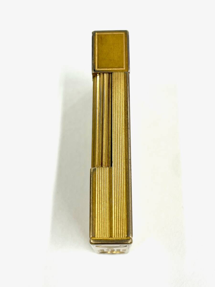 IYS67498i S.T.Dupont デュポン ライター ゴールドカラー ストライプ 火花OK 快音 喫煙具 現状品_画像2
