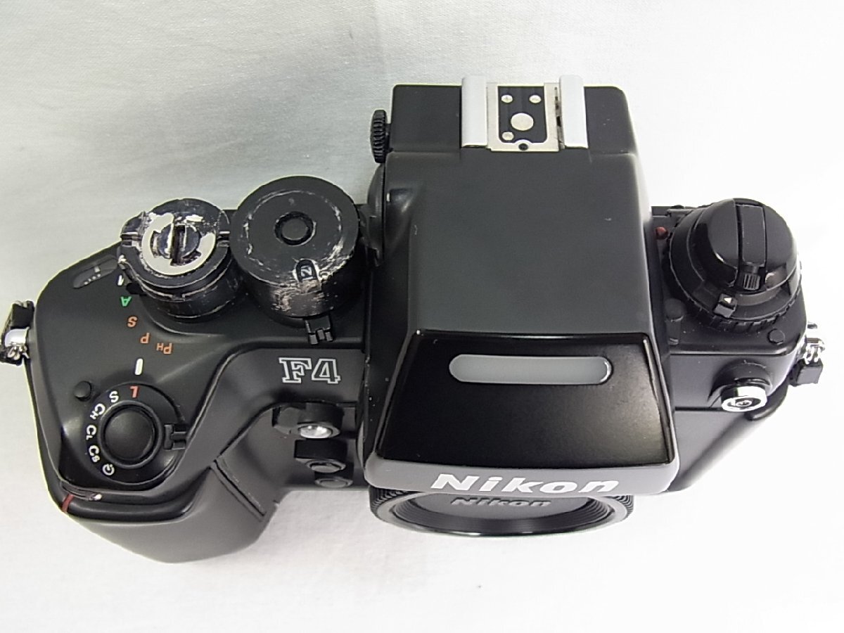 NikonF4ニコンブラックボデ－F4：単三4本入れてテストしましたが通電は致します：&シャッタ－切れます★★【各動作確認しておりません_外箱ボデ－キャプ有り左側上部塗装剥離有り