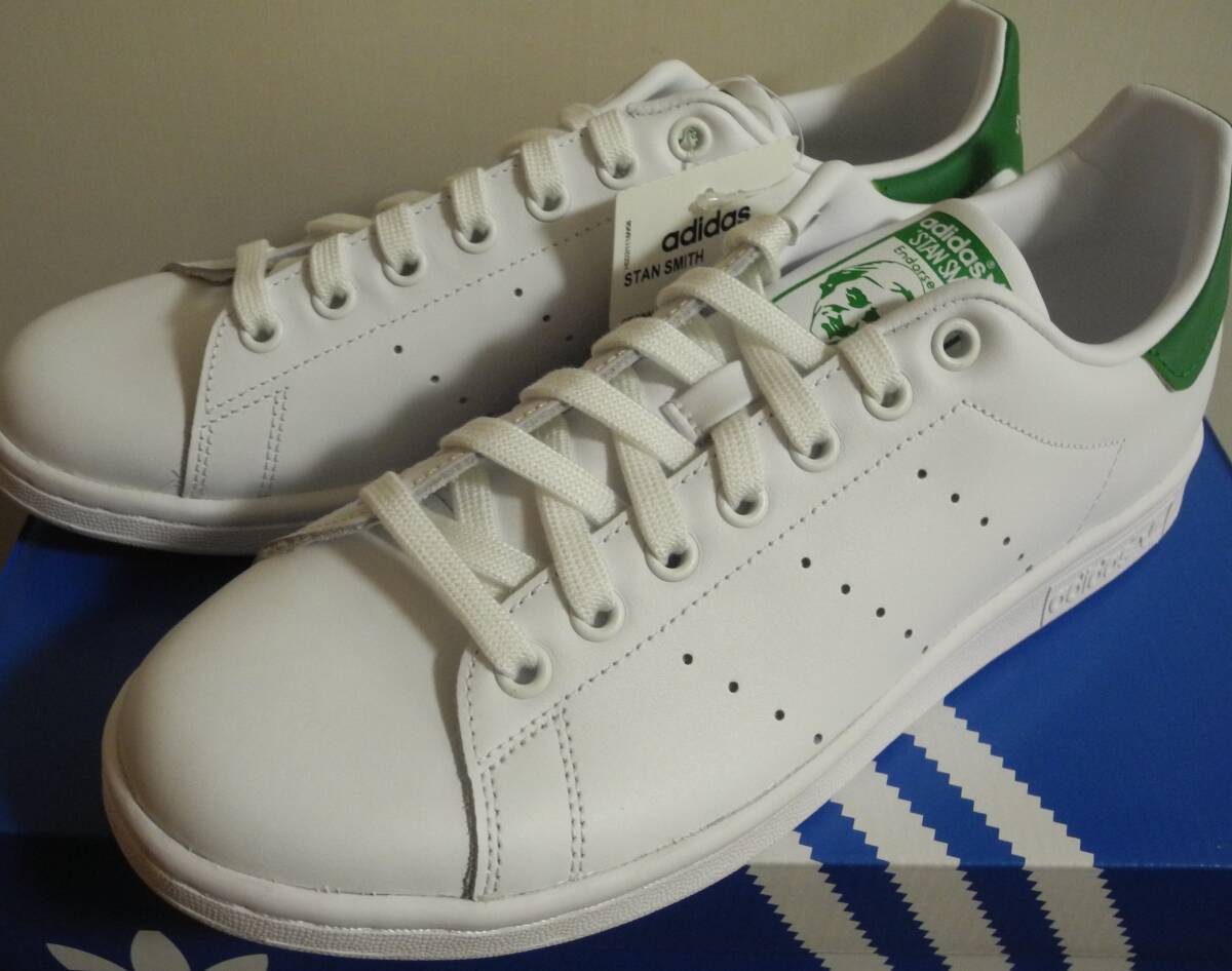 新品 スタンスミス 2019年製 JP27.0cm 白×緑 M20324 生産終了 天然皮革 adidas stansmith ホワイト×グリーン 本革 ABCマート 定番人気_画像4