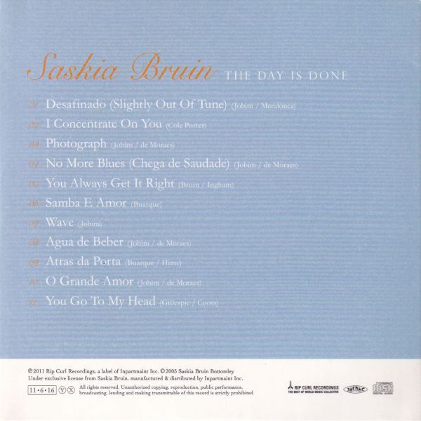 Saskia Bruin / The Day Is Done (国内盤紙ジャケットCD)の画像4