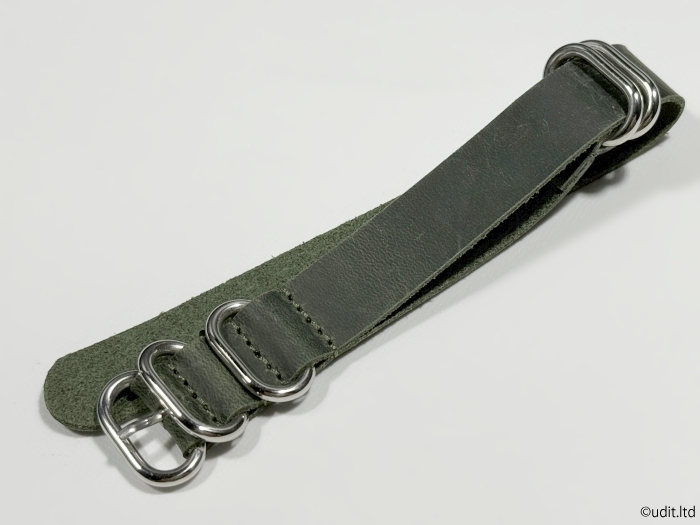 ラグ幅:18mm 本革 NATOストラップ グリーン レザーベルト 腕時計ベルト 腕時計用バンド 緑 RNB_18mm 本革製NATOストラップ グリーン