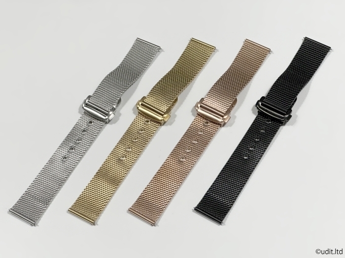ラグ幅：20mm メッシュ腕時計用バンド メタルブレス 腕時計ベルト 金属 ステンレス ブレスレット シルバー 【オメガ OMEGA対応】MS1_全4色展開・各カラー出品しております。