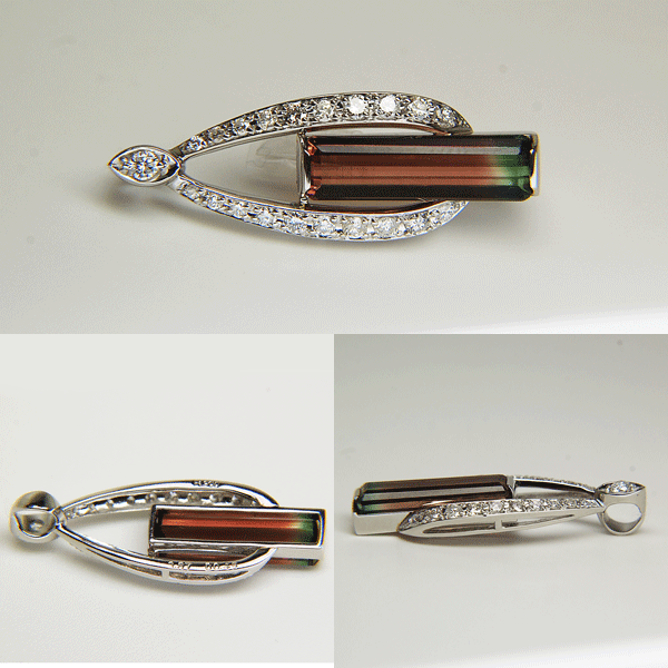 PT900 パーティーカラー　トルマリン　ペンダント　3.87ｃｔ　新品仕上げ済み！！