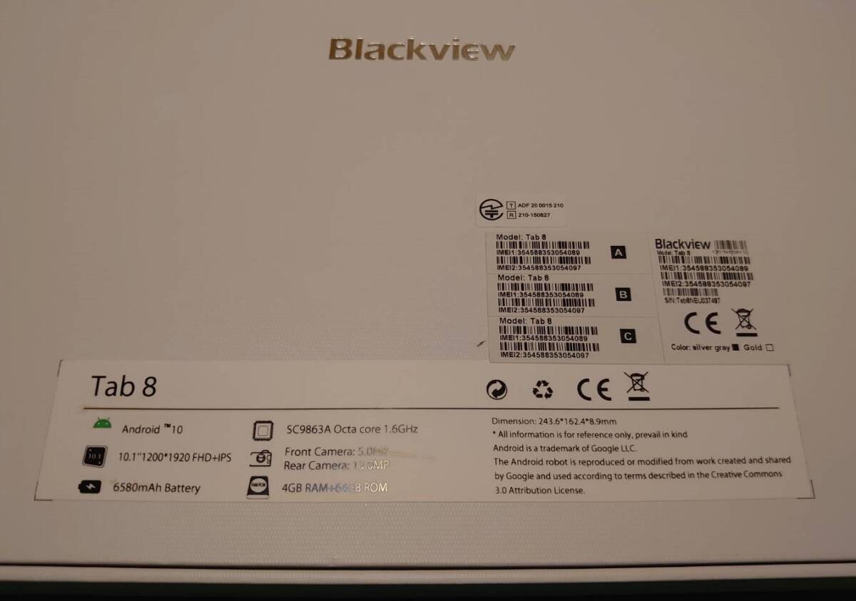 Blackview Tab8 ゴールド 10.1インチタブレット Android10 4G LTE通話可能/Wi-Fiモデル RAM4GB+ROM64GB 8コアCPU 6580mAhバッテリーの画像10
