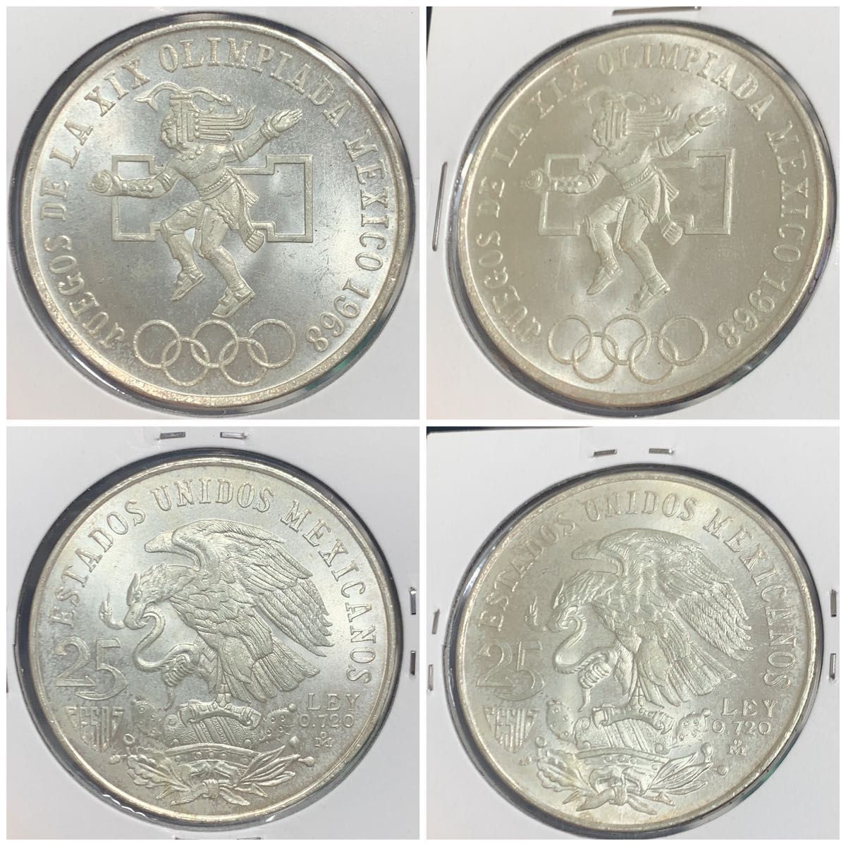 a550 1968年　メキシコ　オリンピック記念25ペソ銀貨　5点セット