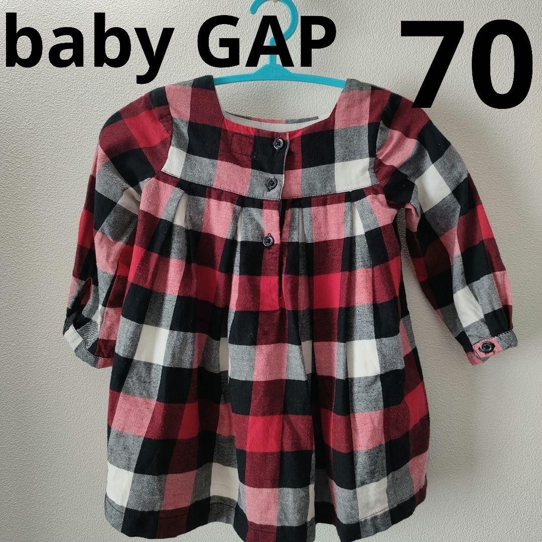 baby GAP(ベビーギャップ)　70サイズ　ワンピース　赤黒白　チェック柄
