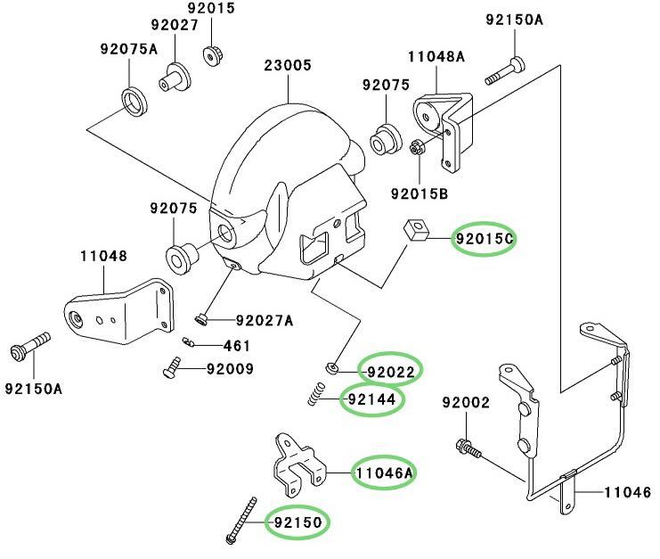 送料無料 カワサキ純正新品 ゼファー750 ゼファー750RS ヘッドライト ケース 光軸調整 ブラケット ライト ステー ライトケース 227C_画像2