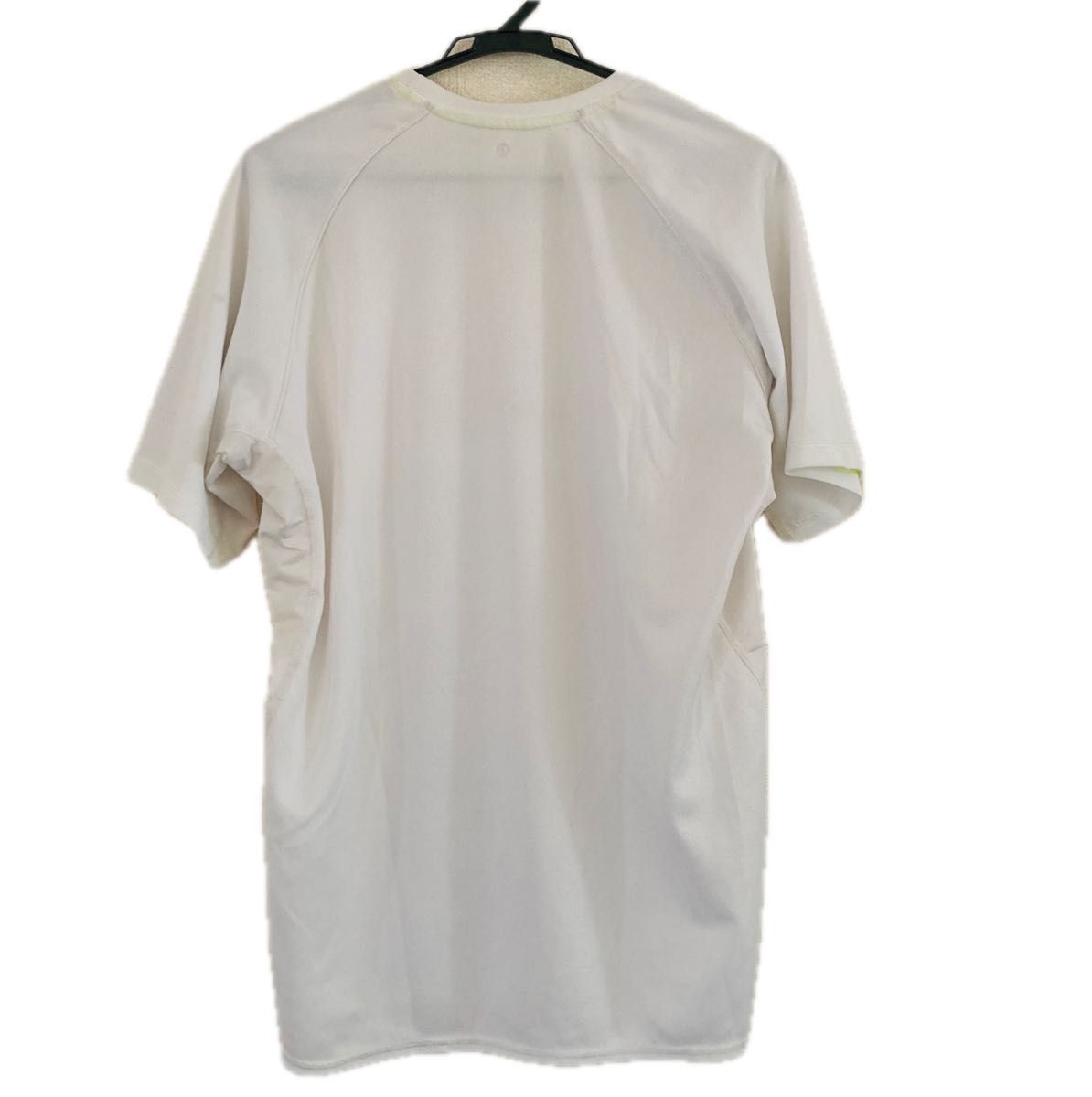 GU メンズ　トレーニングシャツ　スポーツ　Tシャツ　即乾　メッシュ　半袖　クルーネック　イエロー　ホワイト　XLサイズ
