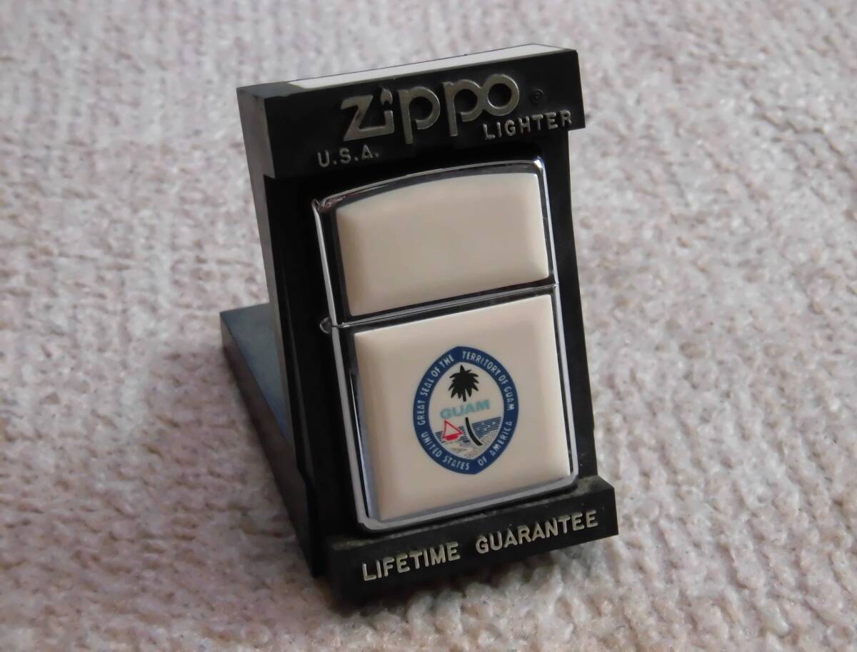 未使用希少 ZIPPO GUAMウルトラライトシリーズ（アイボリー）1990年製の画像1