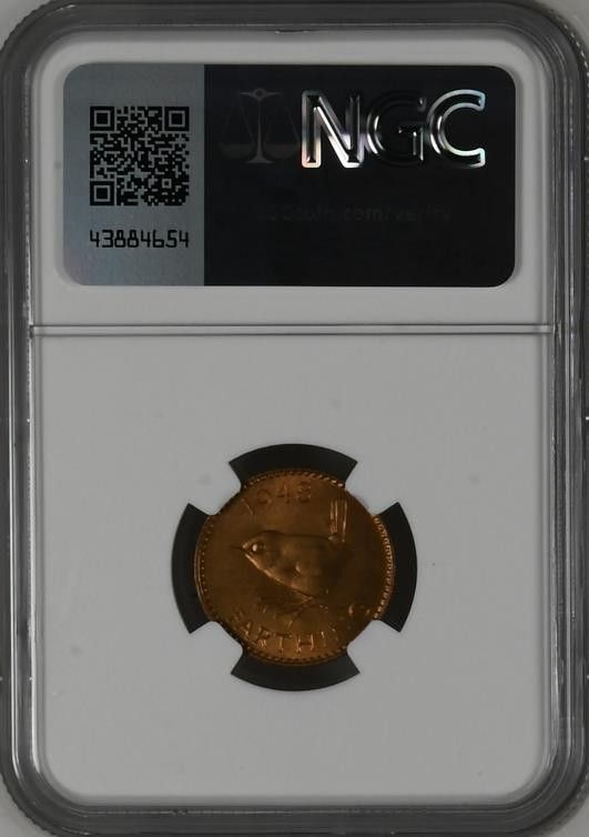 MS64RB】NGC 1948 ファージング 小鳥 ミソサザイ 1/4ペニー銅貨