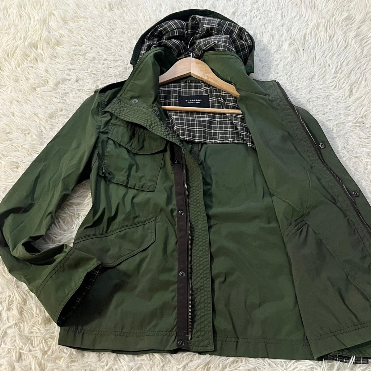 極美品/Mサイズ●バーバリーブラックレーベル BURBERRY BLACK LABEL ブルゾン ナイロンジャケット ジップアップ ノバチェック総柄 高級感の画像1