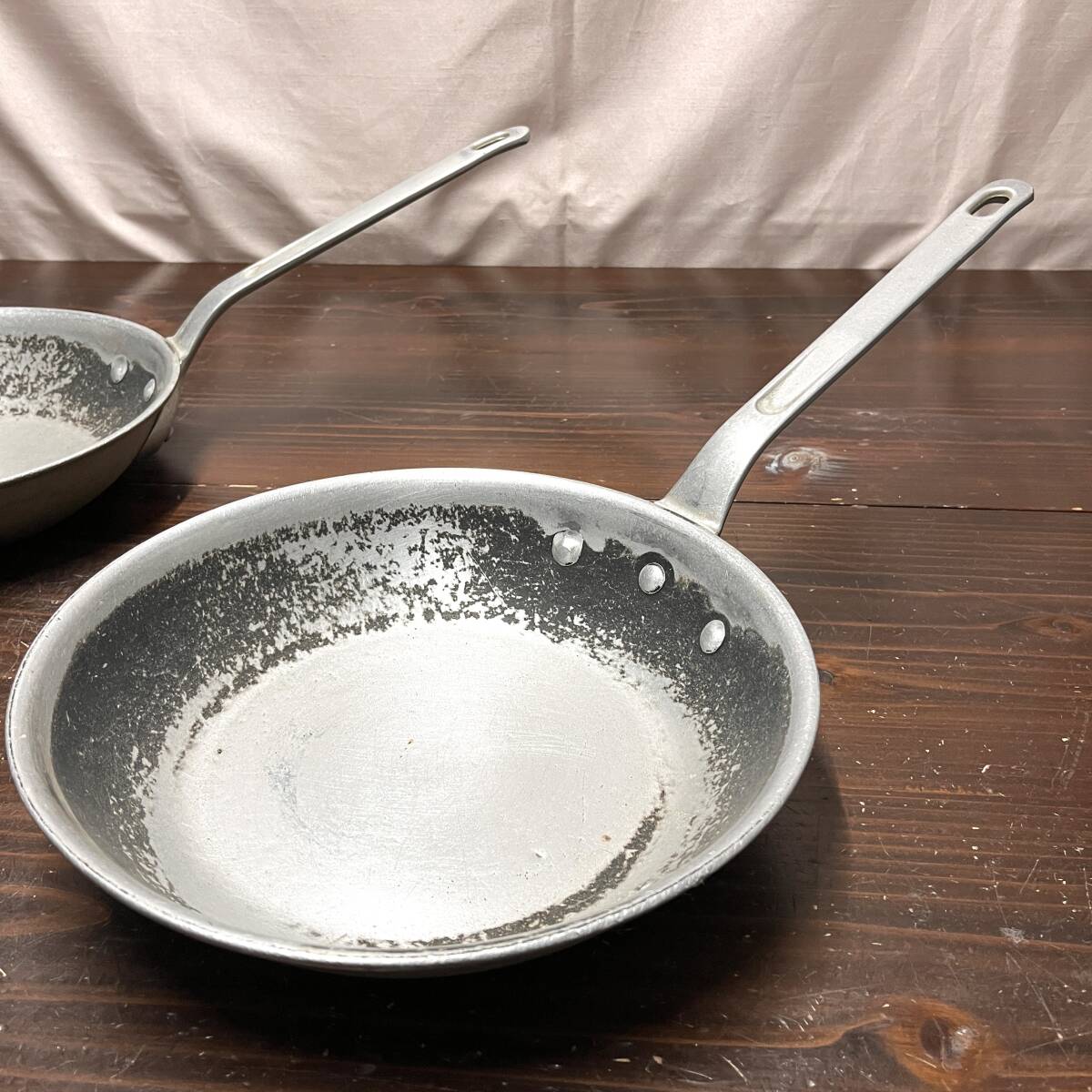  business use stainless steel fry pan single-handled pot 29cm 2 piece together eat and drink shop restaurant coffee shop (4289)