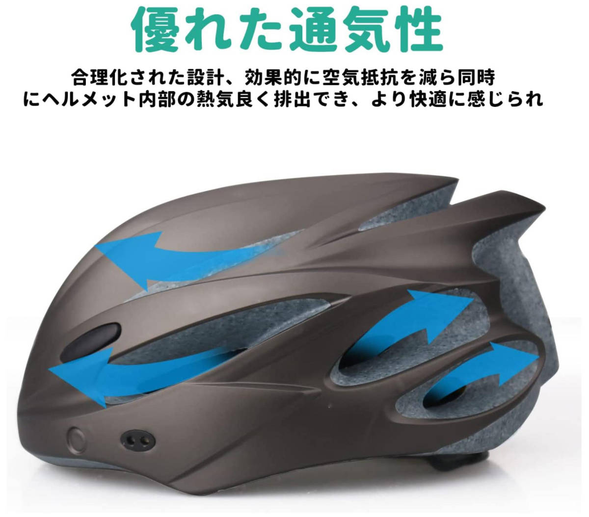 自転車 ヘルメット 大人用 CPSC/CE安全基準認証 ロードバイク サイクリング 電動自転車 ヘルメット ゴーグル バイザー付 軽量 Lサイズの画像5