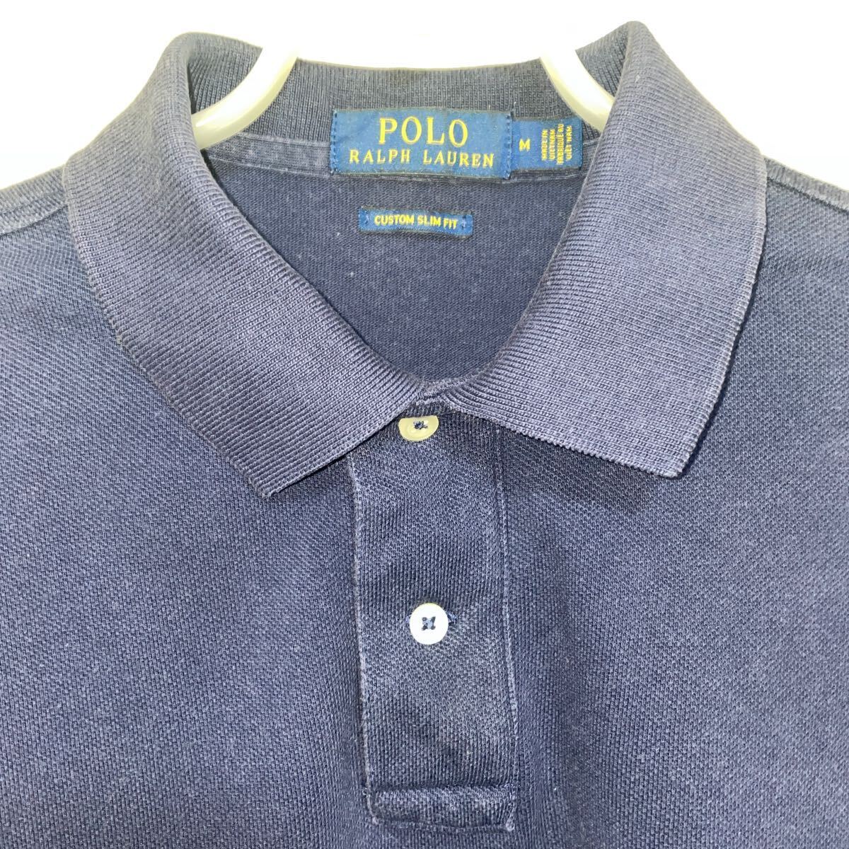POLO RALPH LAUREN　ポロラルフローレン　定番半袖ポロシャツ　ネイビー紺色　サイズM_画像2