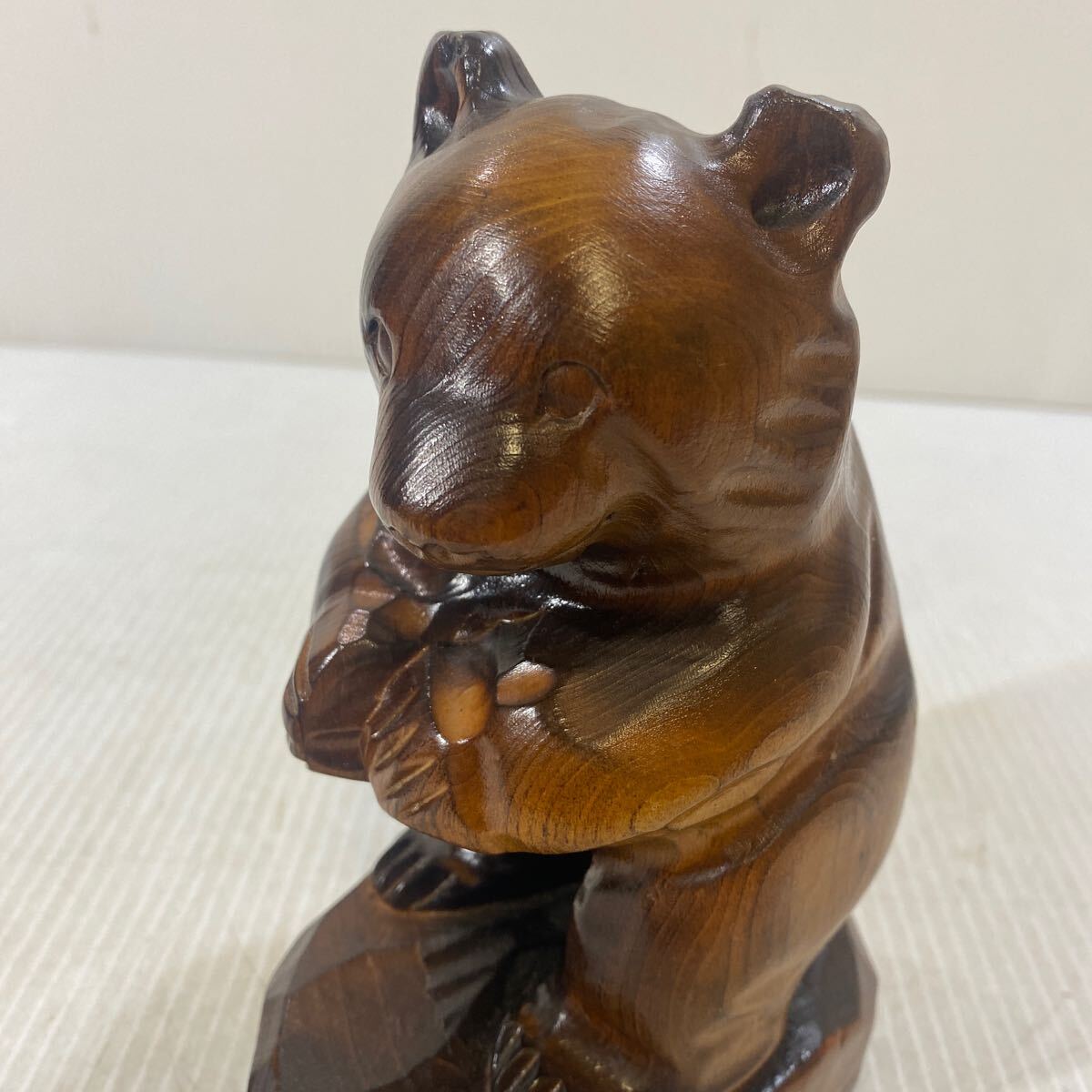 木彫り 木彫 木製 熊 くま クマ 子グマ 置物 インテリア かわいい 和風 レトロ 美品_画像6