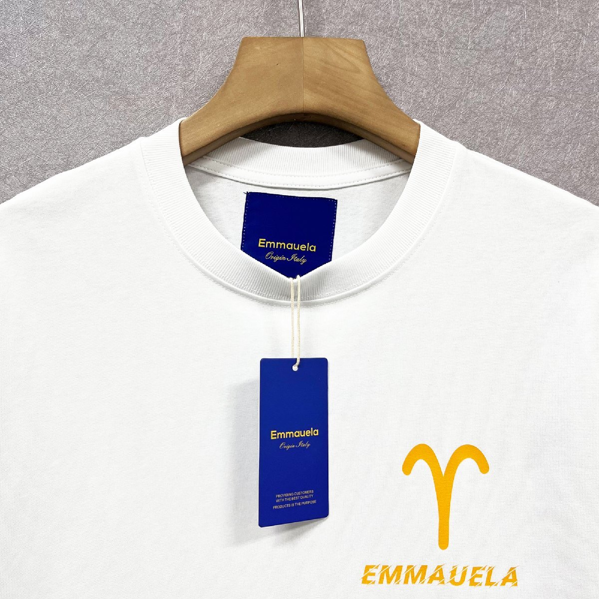 新作・半袖Tシャツ 定価2万◆Emmauela・イタリア・ミラノ発◆コットン100％ 通気 快適 おひつじ座 オシャレ トップス カッコイイ 普段着 M_画像4