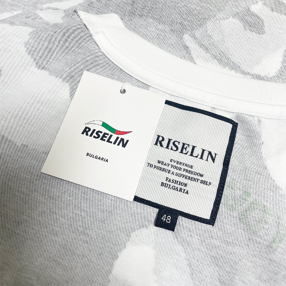 個性ヨーロッパ製※定価2万◆ブルガリア発※RISELIN 半袖Tシャツ 上品 通気 薄手 速乾 総柄 カットソー トップス 遊び心 カジュアル M/46_画像10