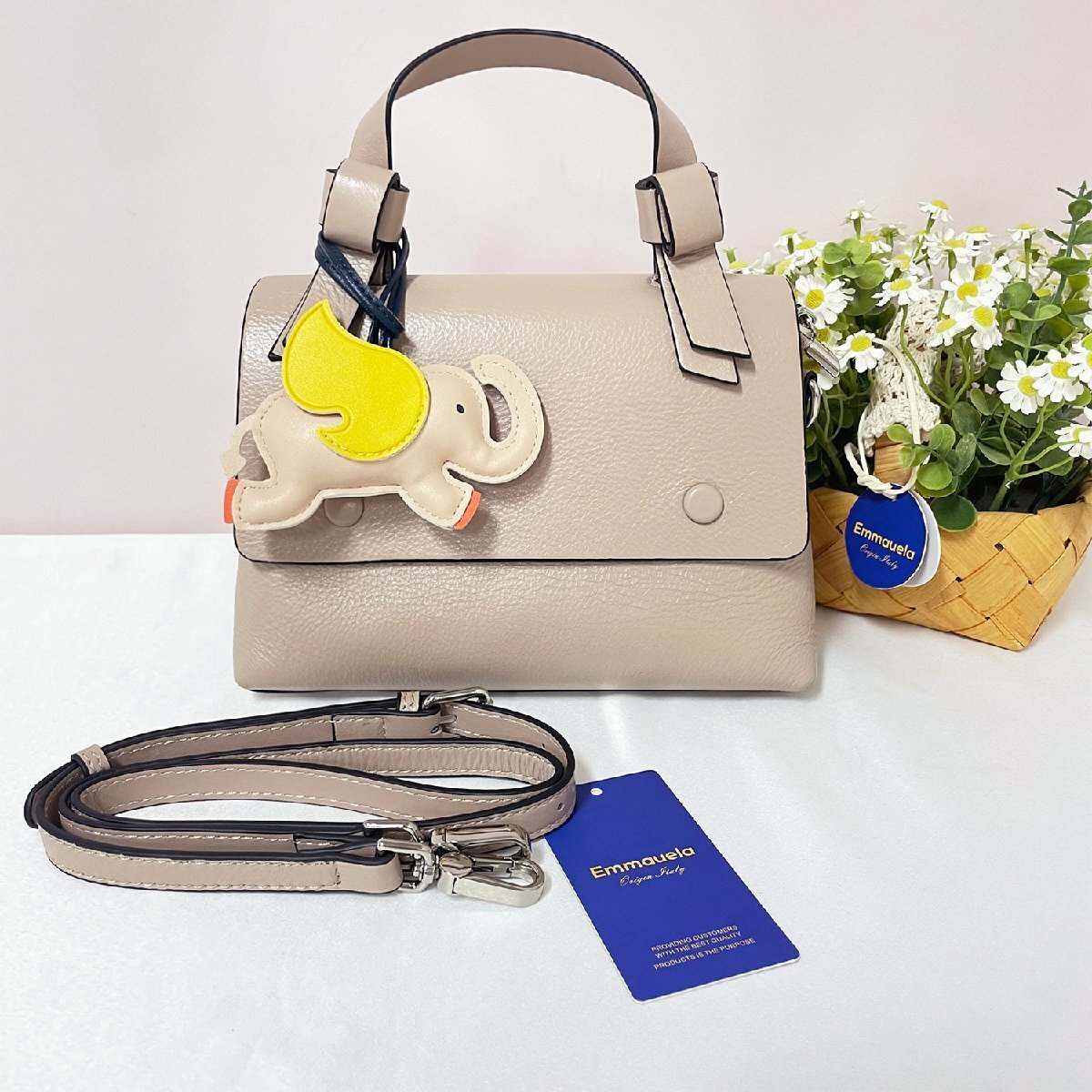  piece .* handbag regular price 12 ten thousand *Emmauela* Italy * milano departure * high class cow leather original leather on goods shoulder bag handbag 2way beautiful . lady's 