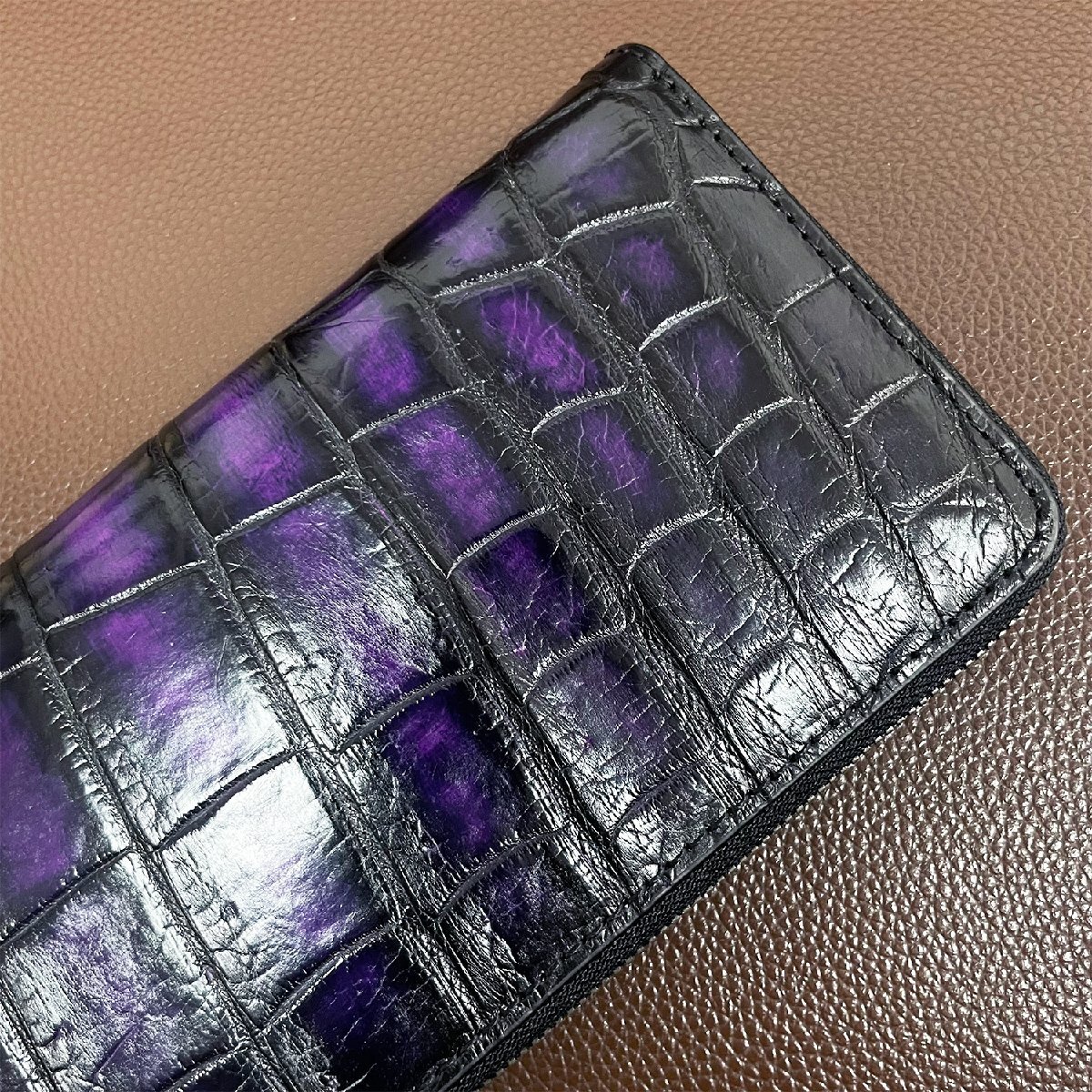  rare limitation EU made & regular price 68 ten thousand *UABONI* America have gaiters * round fastener long wallet * hand .pa tea n black ko original leather men's wallet gentleman 