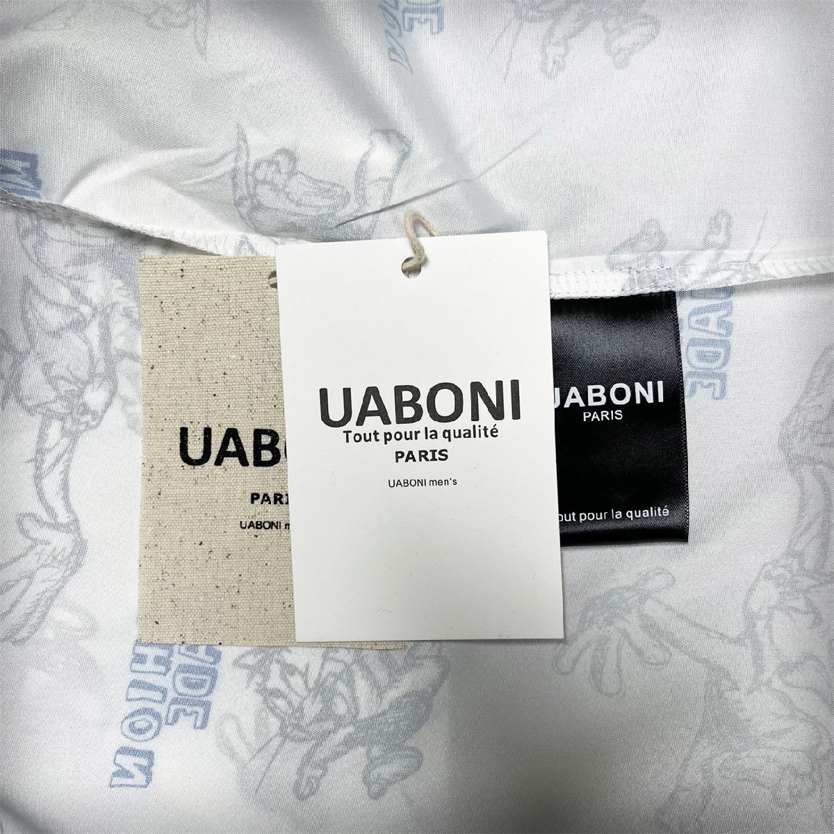 個性EU製＆定価3万◆UABONI*Paris*半袖シャツ*フランス*パリ発◆上品 薄手 総柄 キャラクター アロハシャツ おしゃれ カジュアル L/48_画像10