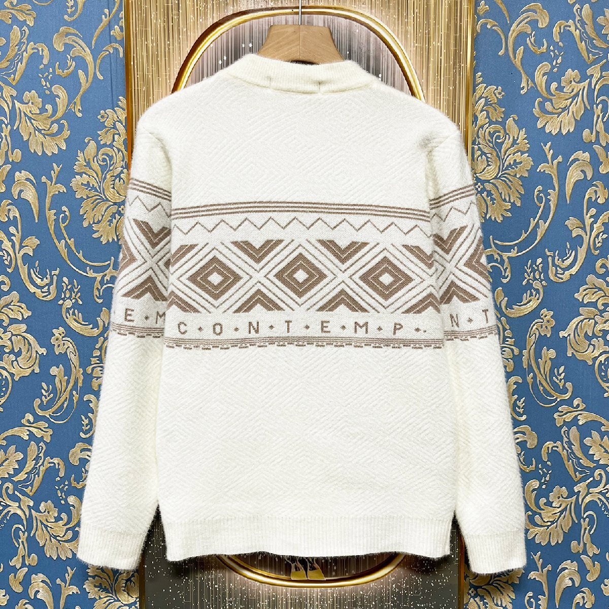  highest grade EU made * regular price 3 ten thousand *christian milada* milano departure * sweater * protection against cold warm soft length of hair total pattern . what . knitted pull over autumn winter XL/50