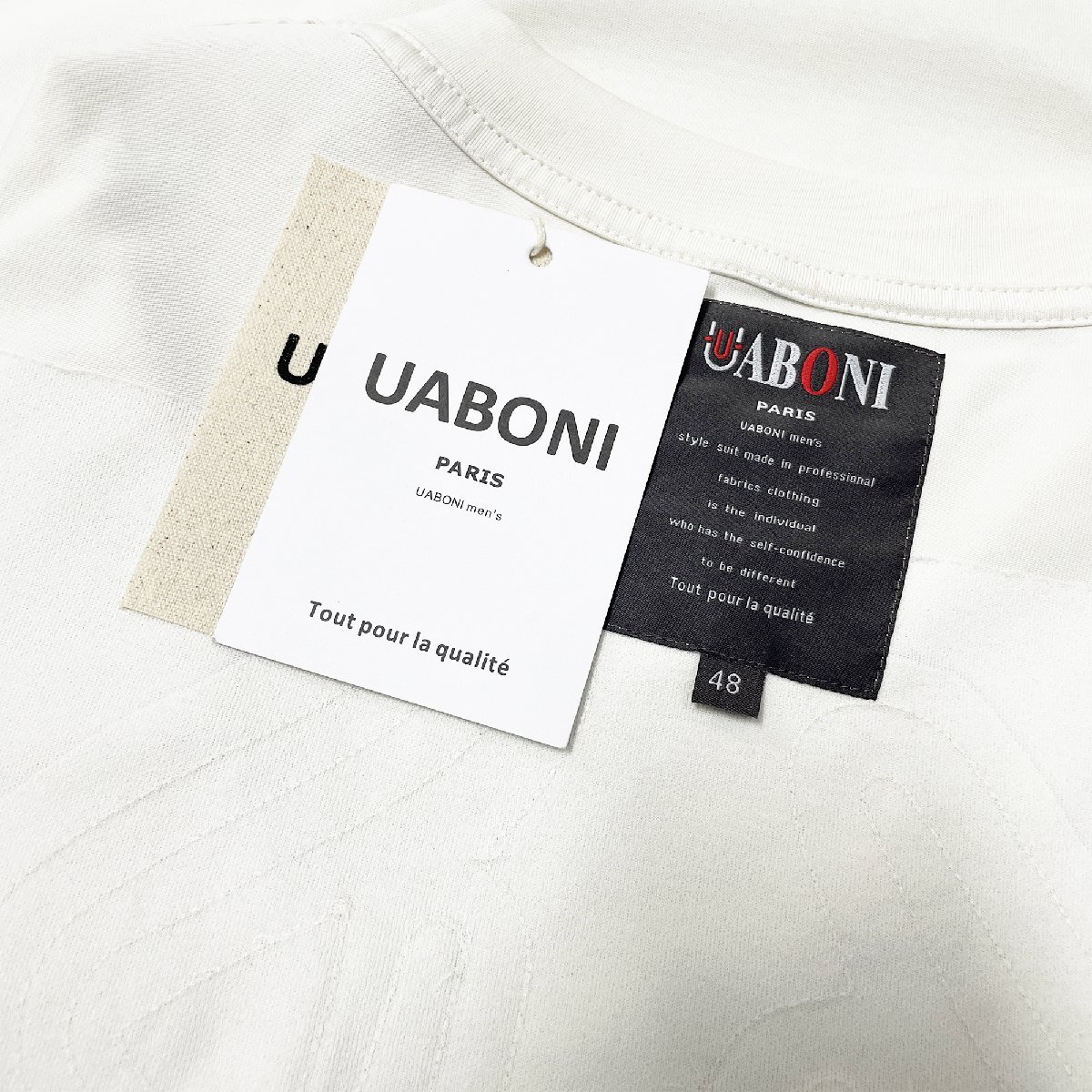 個性EU製＆定価2万◆UABONI*Paris*半袖Tシャツ*ユアボニ*パリ発◆コットン100％ 薄手 伸縮性 ストリート カットソー シンプル 日常 夏 M/46の画像10