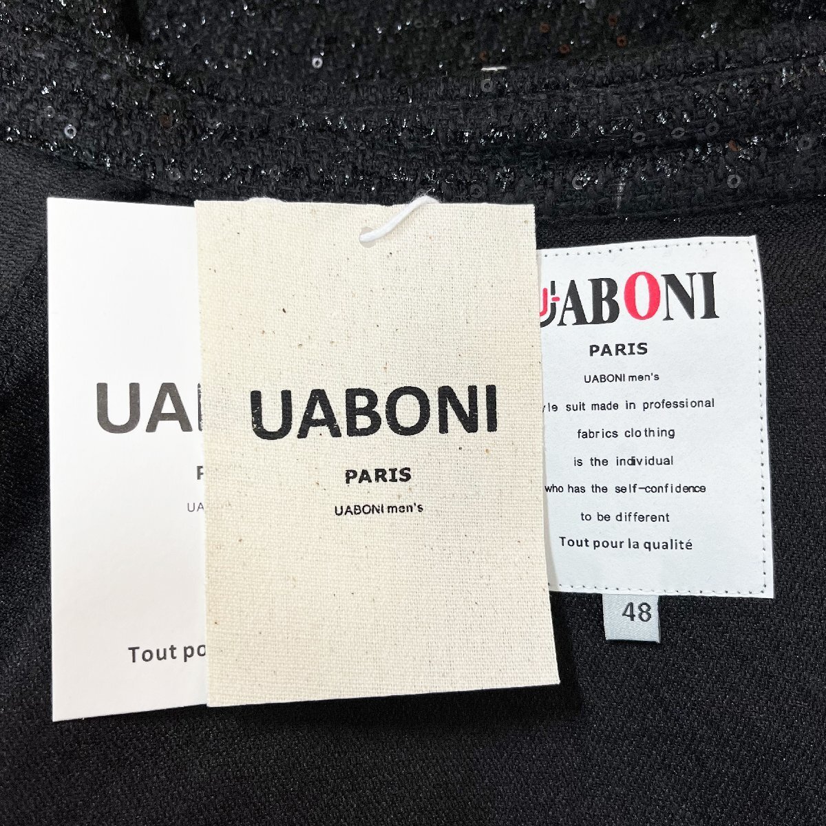 高級EU製＆定価5万◆UABONI*Paris*ジャケット*ユアボニ*パリ発◆上品 薄手 通気吸湿 頑丈 煌めき 無地 スパンコール アウター 春秋 XL/50_画像9