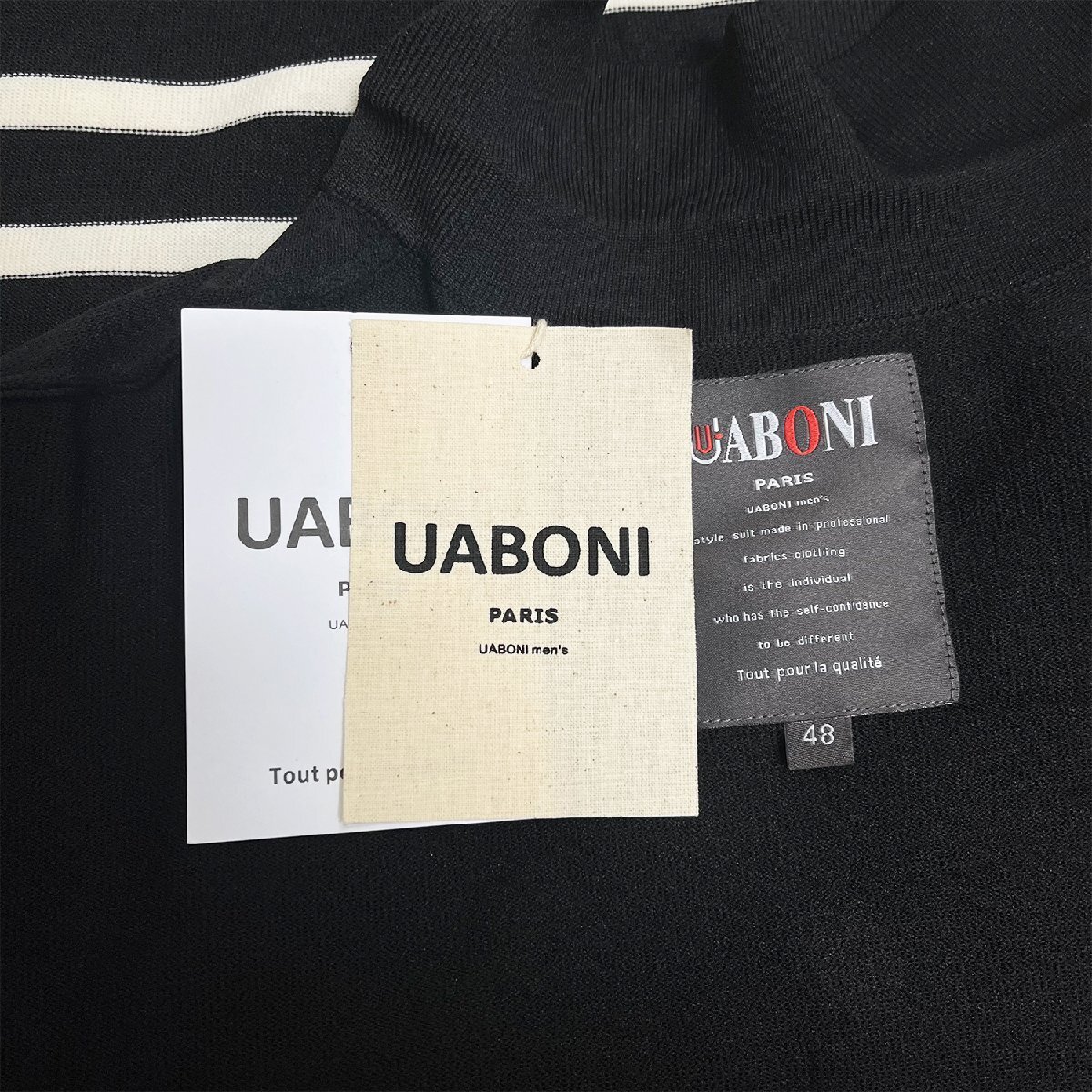 定番EU製＆定価4万◆UABONI*Paris*長袖ポロシャツ*ユアボニ*パリ発◆上品 快適 ボーダー柄 ニット トップス レジャー リラックス M/46_画像10