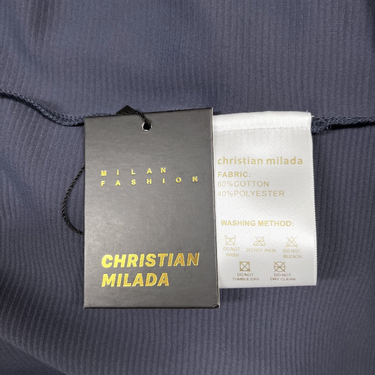 定価4万★christian milada・ミラノ発・長袖ポロシャツ★上品 薄手 快適 ストレッチ 無地 凸凹 スリット トップス 紳士 通勤 L/48サイズ_画像10