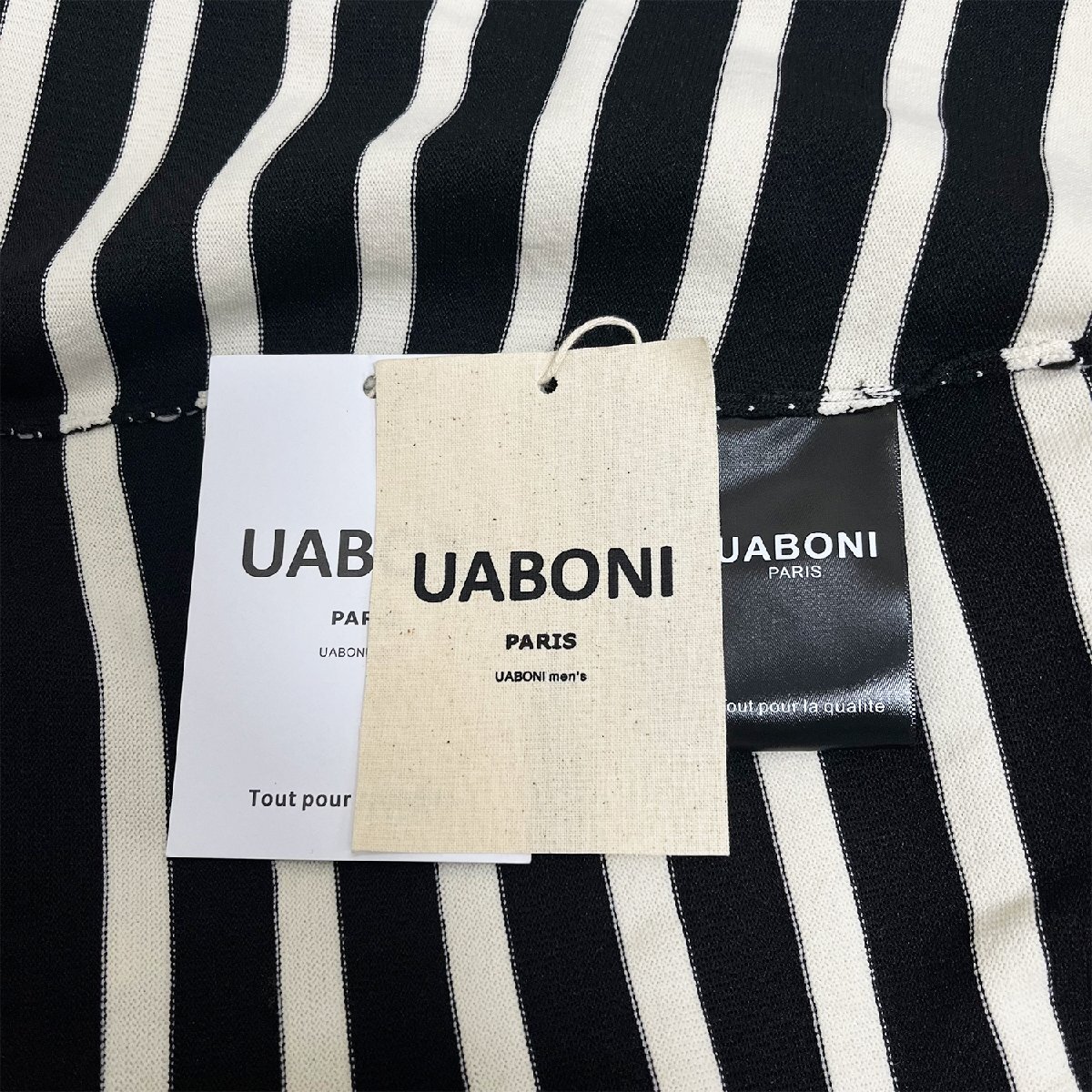 定番EU製＆定価4万◆UABONI*Paris*長袖ポロシャツ*ユアボニ*パリ発◆上品 快適 ボーダー柄 ニット トップス レジャー リラックス M/46_画像9