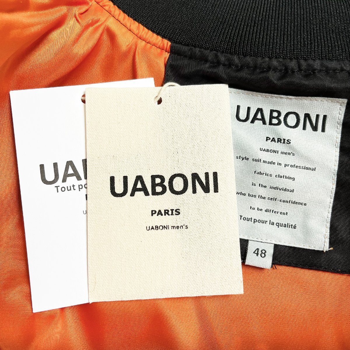 最上級EU製＆定価6万◆UABONI*Paris*フライトジャケット*ユアボニ*パリ発◆個性 薄手 高級刺繍 USAF*TYPE MA-1 オシャレ ミリタリー M/46_画像8