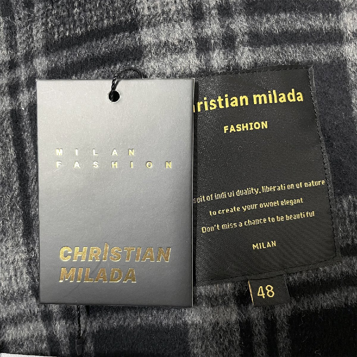 定価7万★christian milada・ミラノ発・テーラードジャケット★上質 保温 オシャレ 洗練 チェック柄 ブレザー ゆったり 通勤 L/48サイズ_画像9