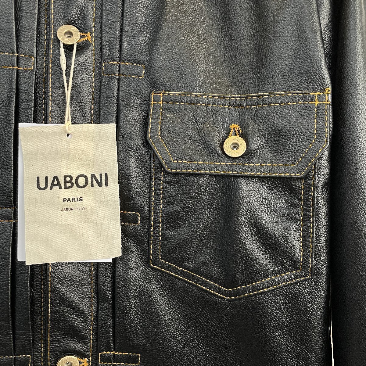 最高級EU製＆定価15万◆UABONI*ユアボニ*レザージャケット*フランス*パリ発◆高品質牛革 オシャレ ライダース オートバイ 革ジャン XL/50_画像6