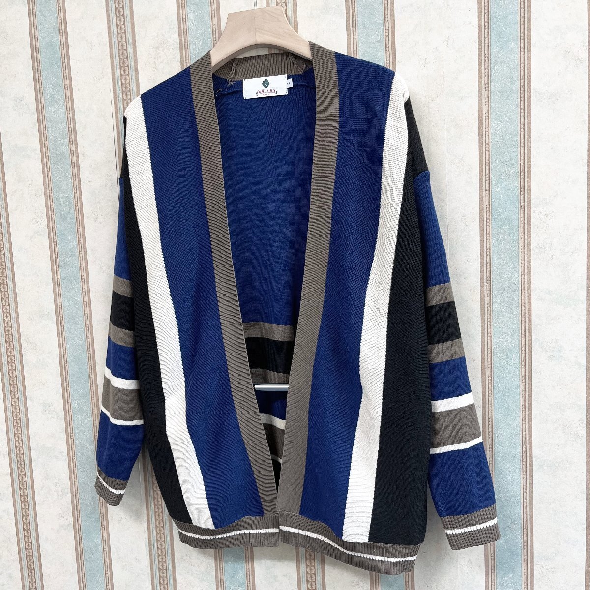  new work regular price 4 ten thousand FRANKLIN MUSK* America * New York departure knitted cardigan thin on goods stretch . ventilation stripe design everyday 3