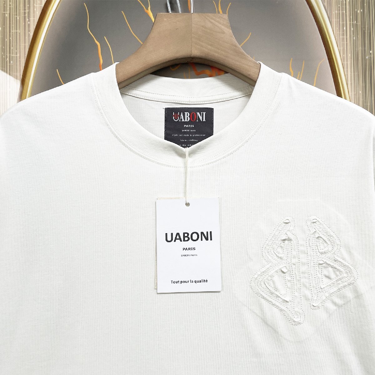 個性EU製＆定価2万◆UABONI*Paris*半袖Tシャツ*ユアボニ*パリ発◆コットン100％ 薄手 伸縮性 ストリート カットソー シンプル 日常 夏 XL_画像3