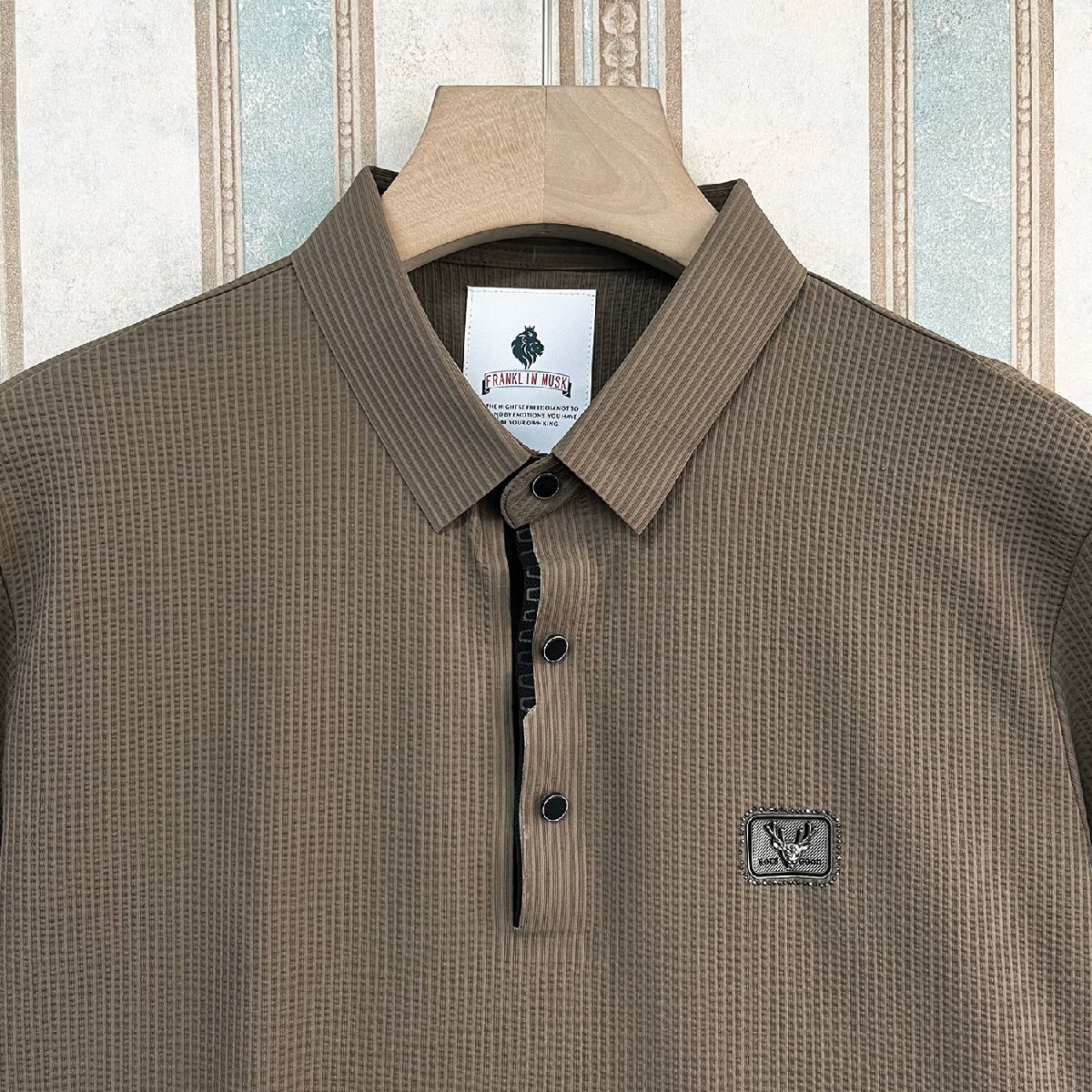 最高級 定価3万 FRANKLIN MUSK・アメリカ・ニューヨーク発 ポロシャツ 高品質シルク/コットン混 薄手 速乾 涼しい 洗練 ビジネス サイズ4の画像3
