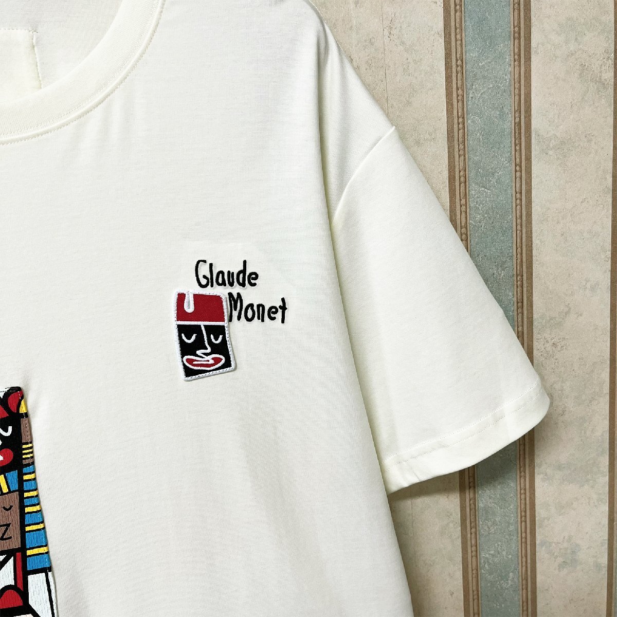 上級 定価2万 FRANKLIN MUSK・アメリカ・ニューヨーク発 半袖Tシャツ 通気 ソフト 快適 イラスト 別布 刺 個性 スウェット 夏 サイズ2の画像7