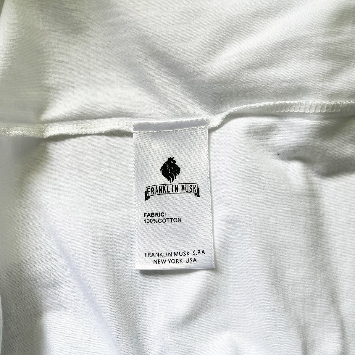 高級 定価2万 FRANKLIN MUSK・アメリカ・ニューヨーク発 半袖Tシャツ 上質 綿100％ 通気 吸湿 イラスト レトロ プルオーバー サイズ4_画像9