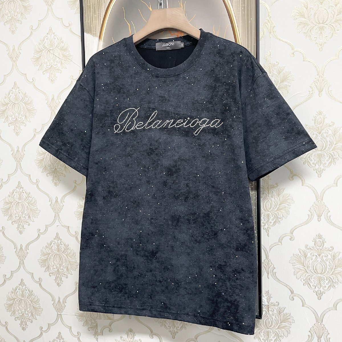 人気EU製＆定価2万◆UABONI*Paris*半袖Tシャツ*ユアボニ*パリ発◆高級 快適 薄手 キラキラ ウォッシュ加工 カットソー おしゃれ 街着 M/46_画像8