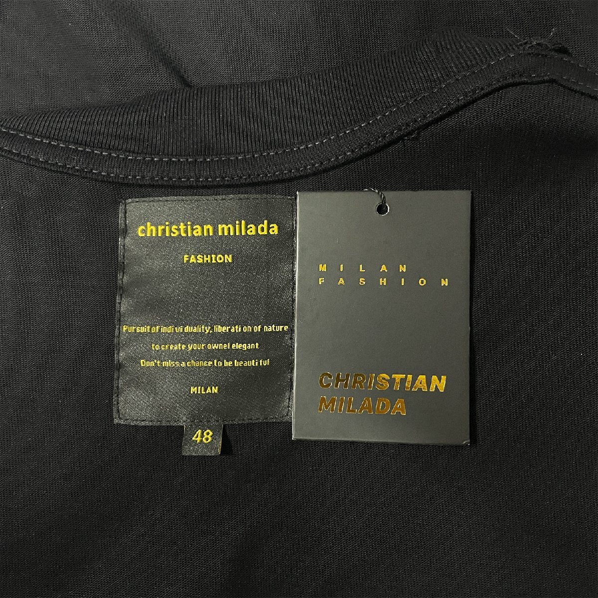 定価2万★christian milada・ミラノ発・半袖Tシャツ★コットン100％ 上品 薄手 吸汗速乾 通気 ユニコーン スウェット 男女兼用 L/48サイズ_画像8