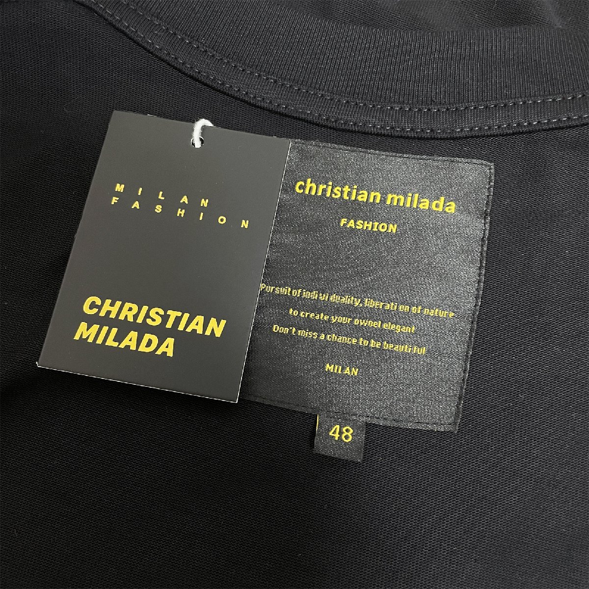 定価2万★christian milada・ミラノ発・半袖Tシャツ★コットン100％ 上品 薄手 個性 クリスマス トップス カットソー プレゼント 2XL/52_画像9