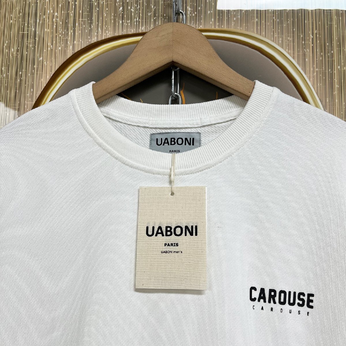 一枚限定EU製＆定価4万◆UABONI*Paris*トレーナー*ユアボニ*パリ発◆米国産コットン100％ 通気 無地 ミニマル スウェット プルオーバー M/4_画像3