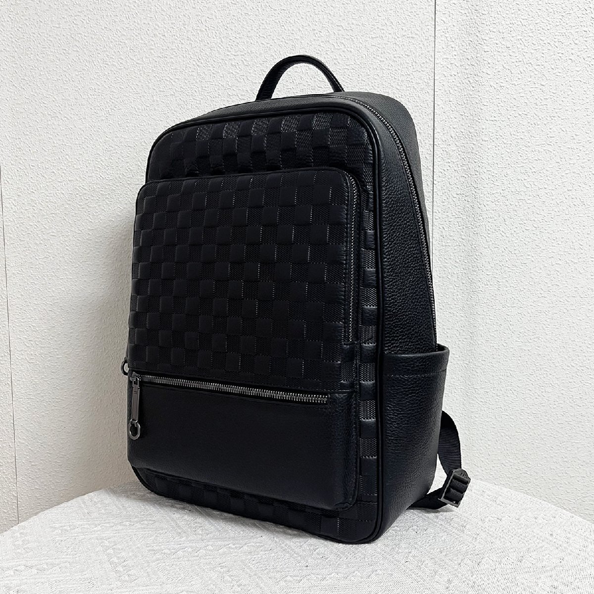  highest grade EU made regular price 15 ten thousand *christian milada* milano departure * leather rucksack * high quality cow leather original leather high capacity check pattern backpack going to school commuting men's 