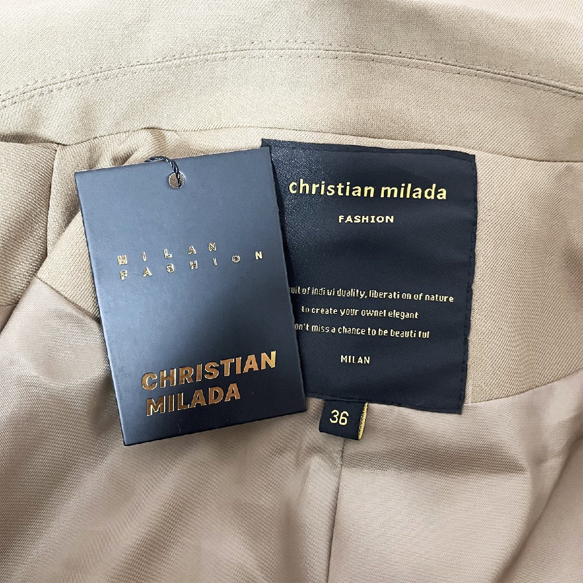 定価6万★christian milada・ミラノ発・テーラードジャケット★上質 洗練 薄手 無地 ブレザー 通勤 OL オフィス レディース L/38サイズ_画像9