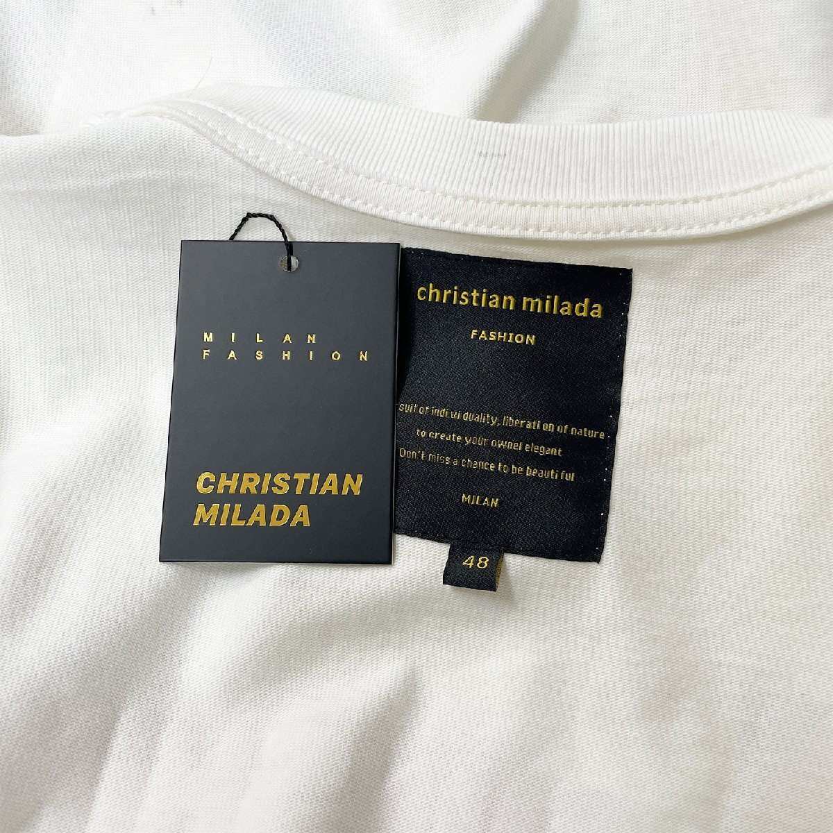 定価2万★christian milada・ミラノ発・半袖Tシャツ★コットン100％ 個性 通気吸汗 スウェット クルーネック 可愛い お洒落 L/48サイズ_画像8