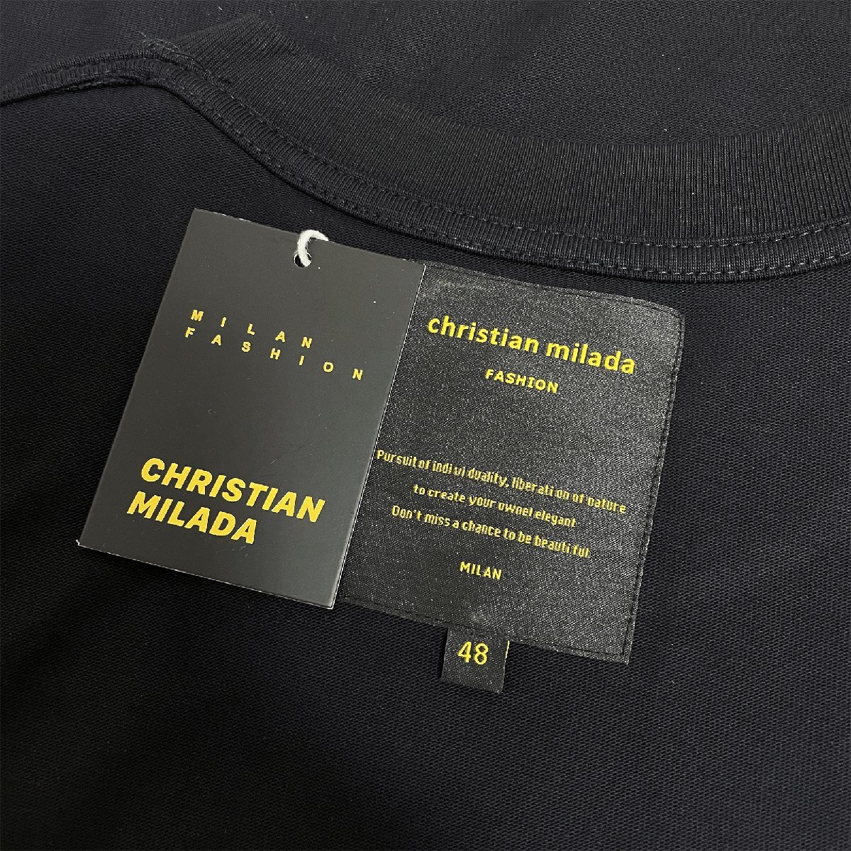 定価2万★christian milada・ミラノ発・半袖Tシャツ★コットン100％ 吸汗 薄手 柔らかい オシャレ 天秤座 きれいめ ユニセックス L/48_画像10