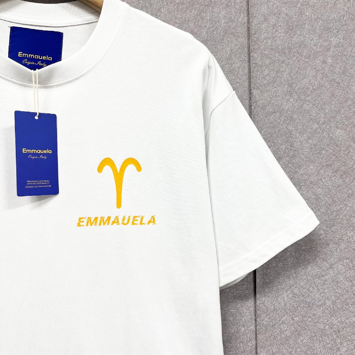 新作・半袖Tシャツ 定価2万◆Emmauela・イタリア・ミラノ発◆コットン100％ 通気 快適 おひつじ座 オシャレ トップス カッコイイ 普段着 M_画像6