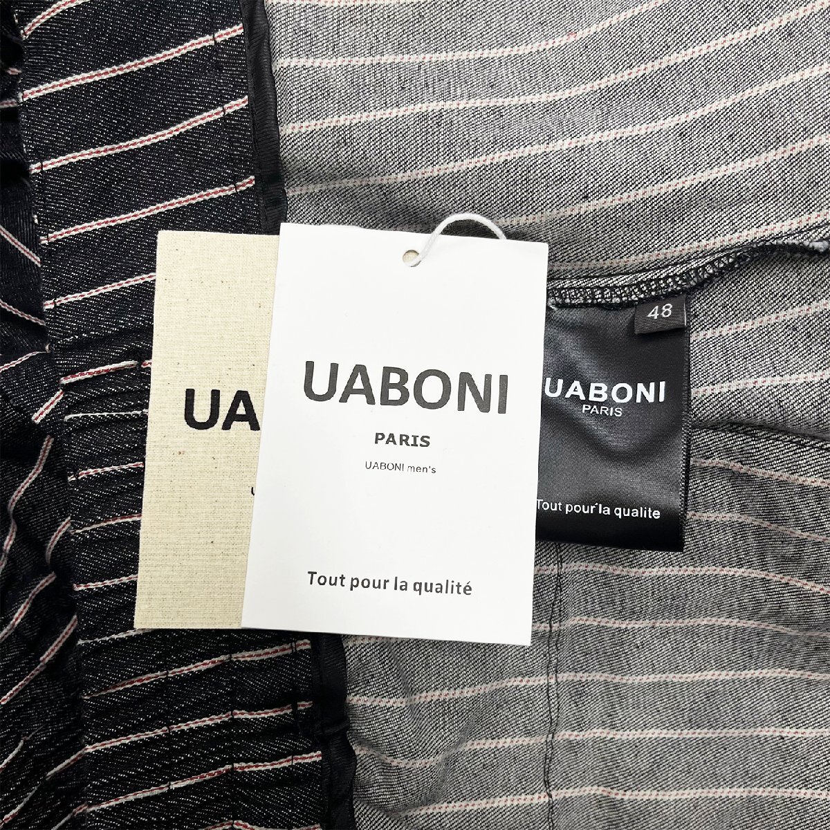 個性EU製＆定価5万◆UABONI*Paris*スーツパンツ*ユアボニ*パリ発◆上品 吸汗 洗練 耐久 ストライプ柄 チノパン ビジネス 紳士 通勤 M/46_画像9