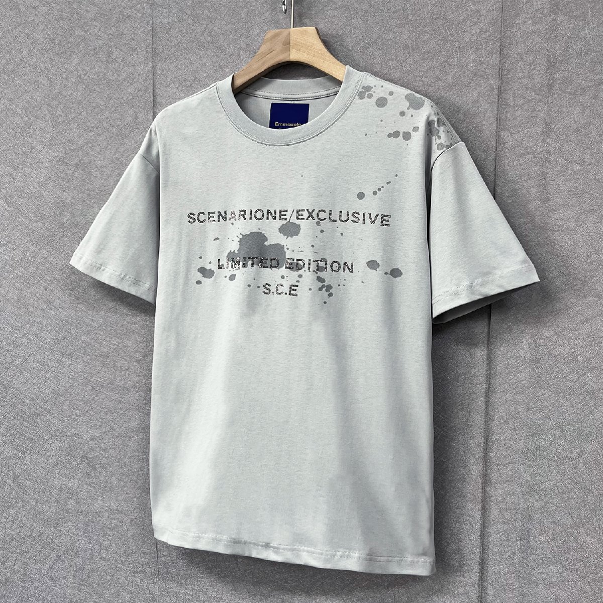 人気・半袖Tシャツ 定価2万◆Emmauela・イタリア・ミラノ発◆コットン 上品 通気 個性 キラキラ ラインストーン カットソー 男女兼用 夏 M_画像8