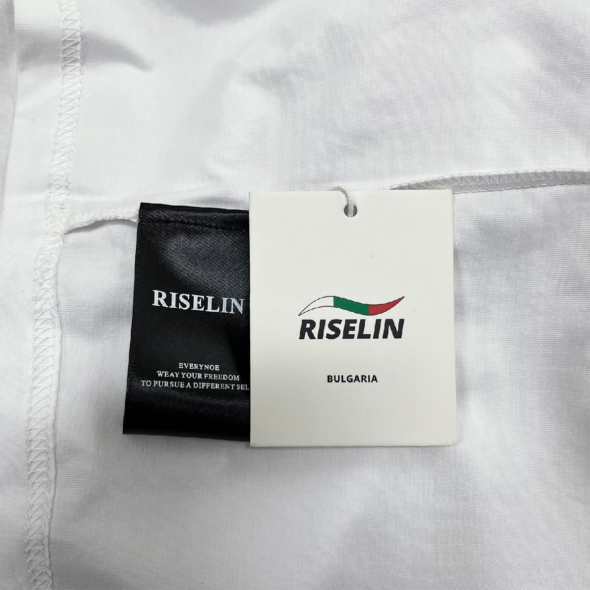 上級ヨーロッパ製※定価2万◆ブルガリア発※RISELIN 半袖Tシャツ コットン100％ 通気 速乾 ラインストーン キラキラ 竹柄 男女兼用 2XL/52_画像9